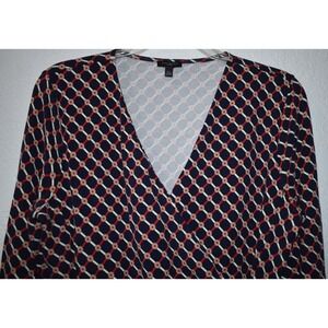 Talbots PL Faux Wrap Top Stretch V-neck Pullover Long Sleeve Blouse Petite Large